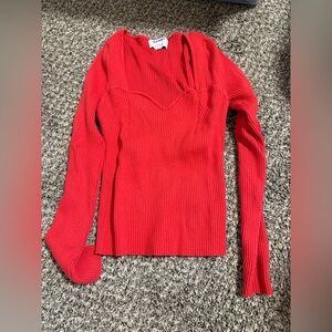 Old Navy Red Ribbed Long Sleeve Top